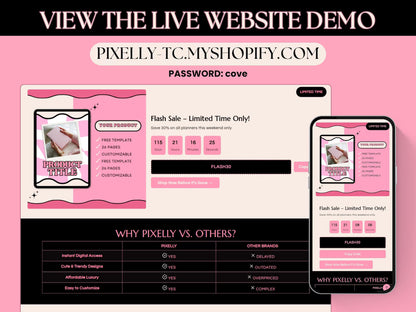 Shopify Theme Kit for Selling Digital Products Shopify Website Template Digital Products Shop Black Template Pink Landing Page Shopify Theme