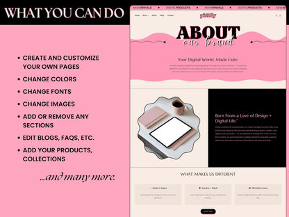 Shopify Theme Kit for Selling Digital Products Shopify Website Template Digital Products Shop Black Template Pink Landing Page Shopify Theme