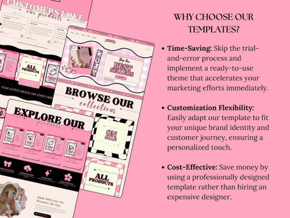 Shopify Theme Kit for Selling Digital Products Shopify Website Template Digital Products Shop Black Template Pink Landing Page Shopify Theme