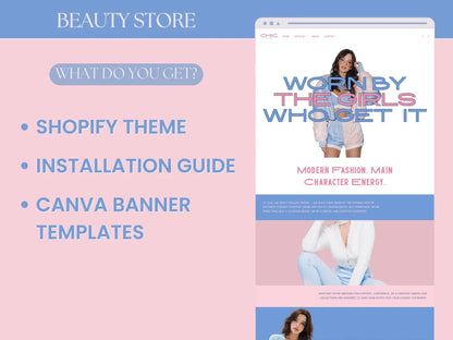Shopify Theme for Trendy Clothing Website Template Luxury Shopify Template Aesthetic Theme Kit Blue Business Pink Fashion Website Template