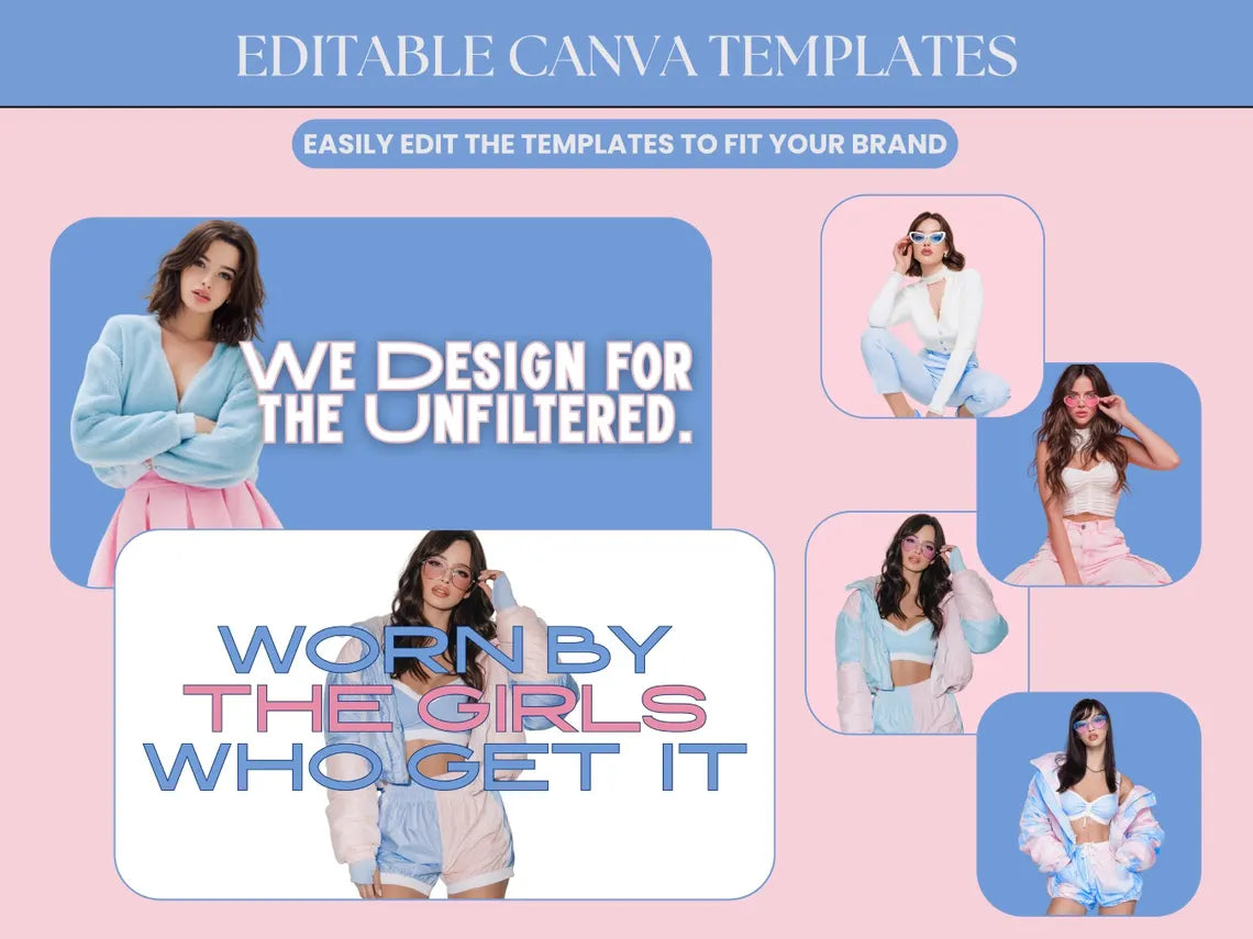 Shopify Theme for Trendy Clothing Website Template Luxury Shopify Template Aesthetic Theme Kit Blue Business Pink Fashion Website Template