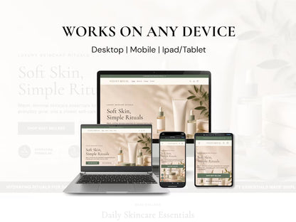 Skincare Shopify Theme Beauty Store Website Template Editable Dawn Theme Luxury Wellness Ecommerce Instant Digital Download