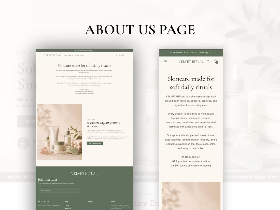Skincare Shopify Theme Beauty Store Website Template Editable Dawn Theme Luxury Wellness Ecommerce Instant Digital Download