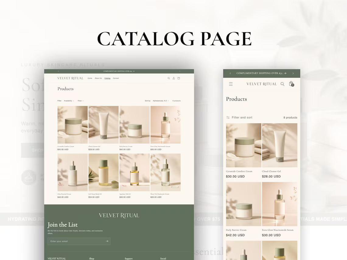 Skincare Shopify Theme Beauty Store Website Template Editable Dawn Theme Luxury Wellness Ecommerce Instant Digital Download