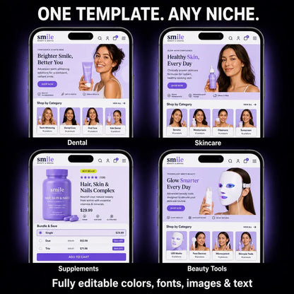 Smile Shopify Template | High Converting Shopify Store | Cart Upsells & Bundle Save Built-In | No Paid Apps Needed | Dental Beauty