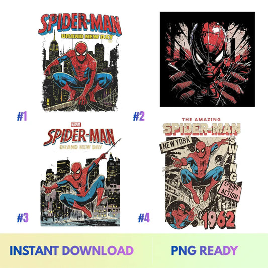 Spider-Man PNG Bundle, Vintage Comic Superhero Graphic, Brand New Day T-Shirt Design, New York City Hero Sublimation, Streetwear Tee