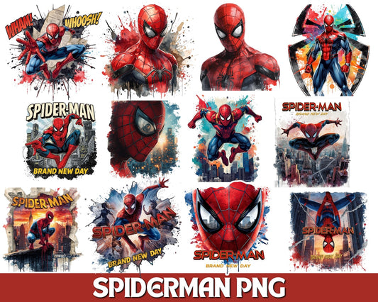 Spiderman PNG, Watercolor Spiderman PNG, 100+ Spiderman Png Bundle, Spider Silhouette, Brand new Superhero PNG, Baby Spiderman Cut Files