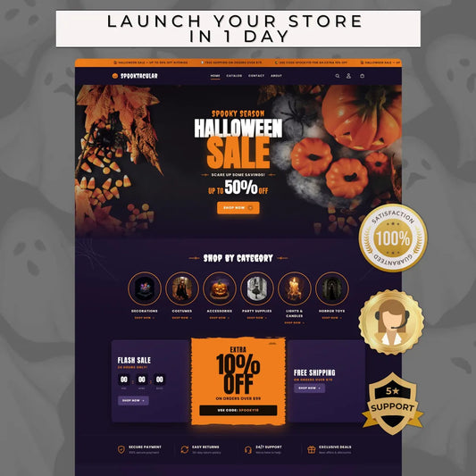 Spooky Halloween Shopify Theme, Dark Gothic Aesthetic Store Design, Custom Ecommerce Template, Witchy Black Horror Boutique, Website Layout