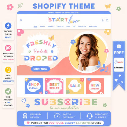 Start Love Shopify Theme | Pastel Floral Boutique Website Template | OS 2.0
