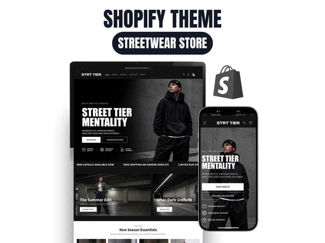 Streetwear Shopify Theme Clothing Shopify Template Fashion Boutique Website Theme Shopify 2.0 Store Template for Apparel Brands