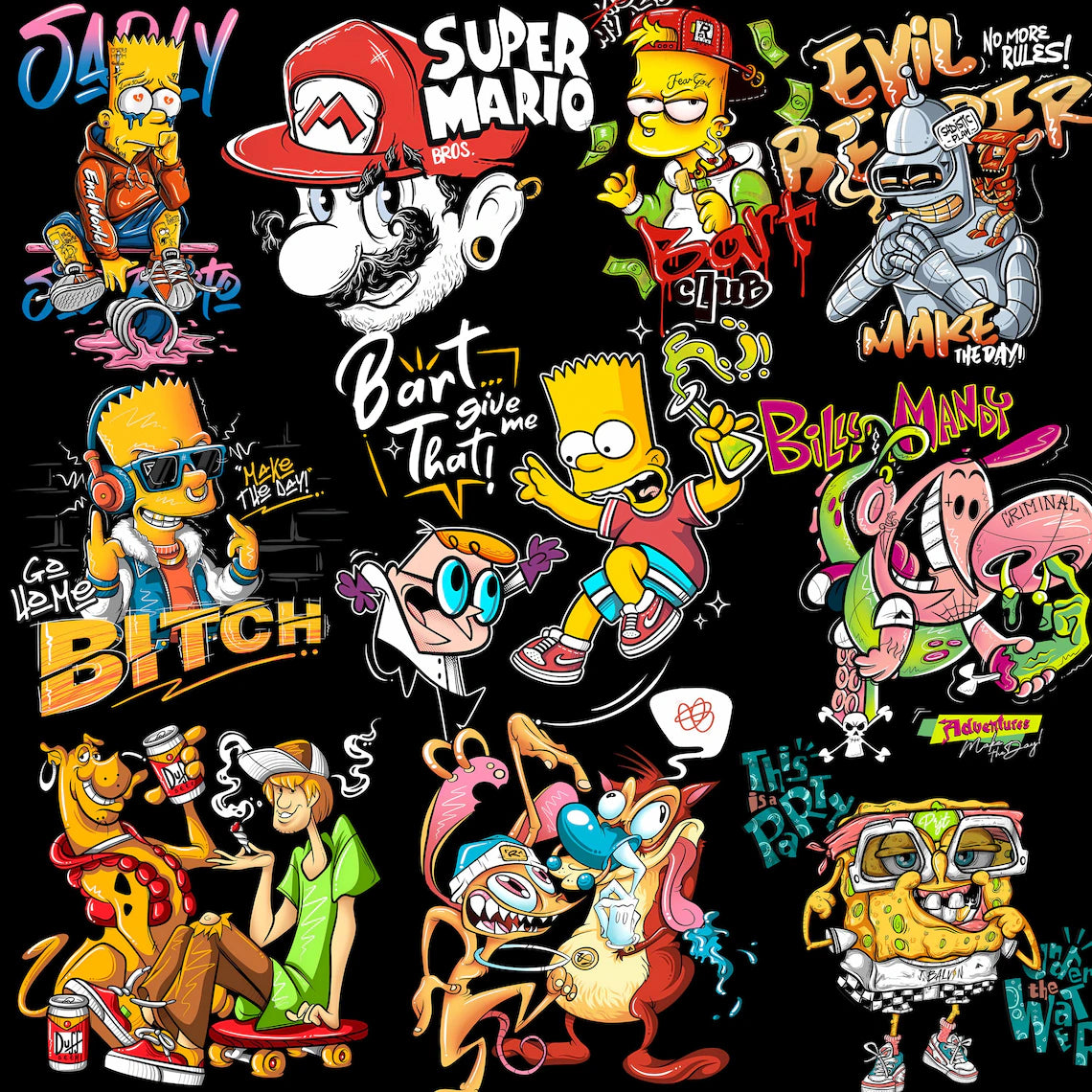 Streetwear png Bundle, Tshirt Design Bundle, T-Shirt Print Design, Hip Hop digital download, T-Shirt Pod Design Pack, Trendy Urban PNG