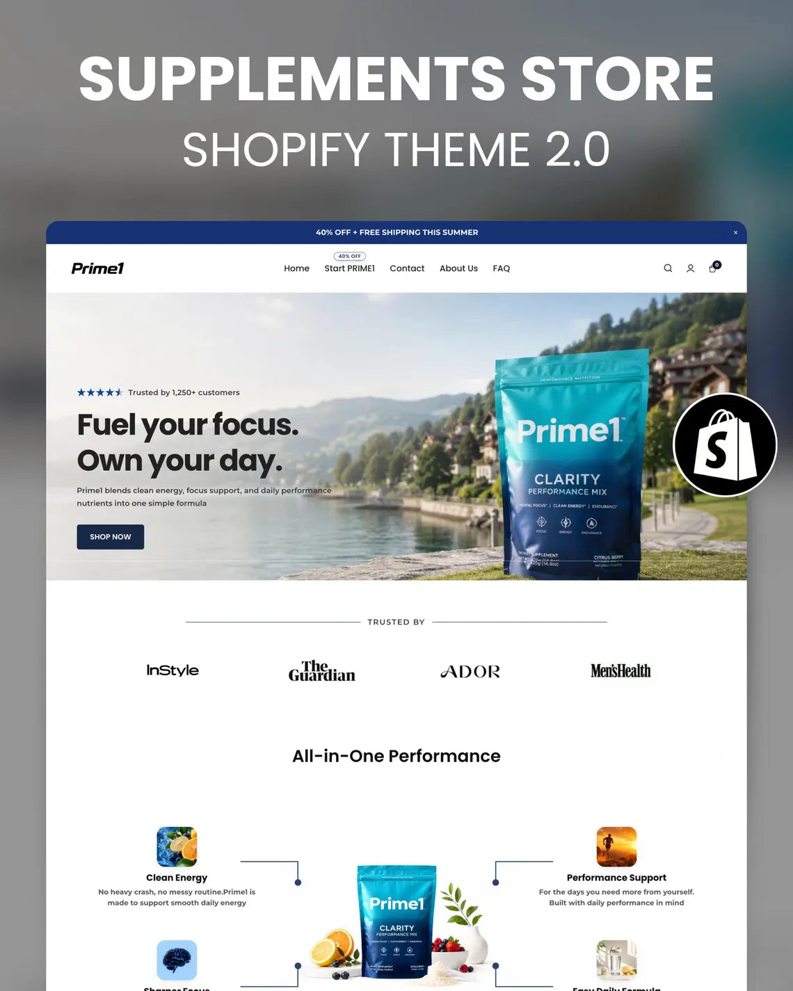 Supplements Shopify Theme : Landing Page Minimalist Design, Wellness Brand Ecommerce Website Template, Multivitamin Stores