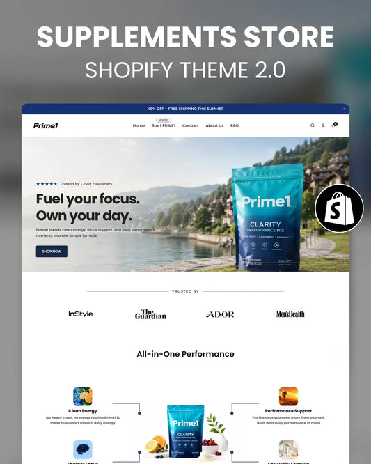 Supplements Shopify Theme : Landing Page Minimalist Design, Wellness Brand Ecommerce Website Template, Multivitamin Stores