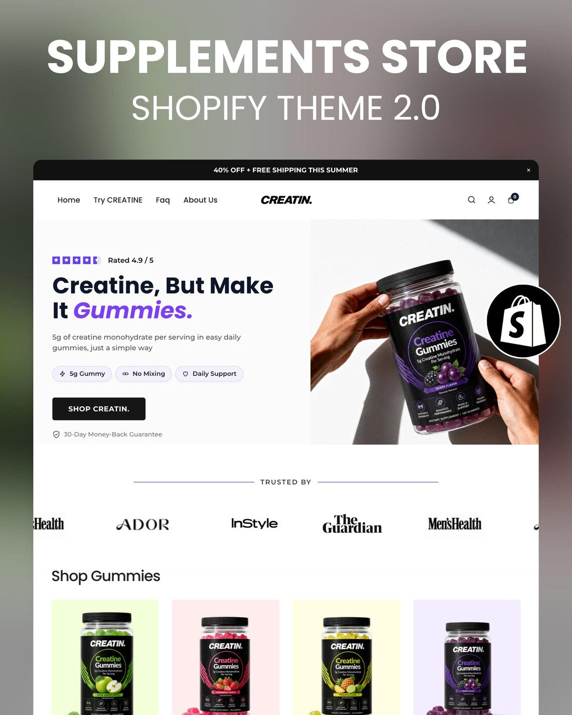 Supplements Shopify Theme : Modern, Clean, SEO Optimized OS 2.0