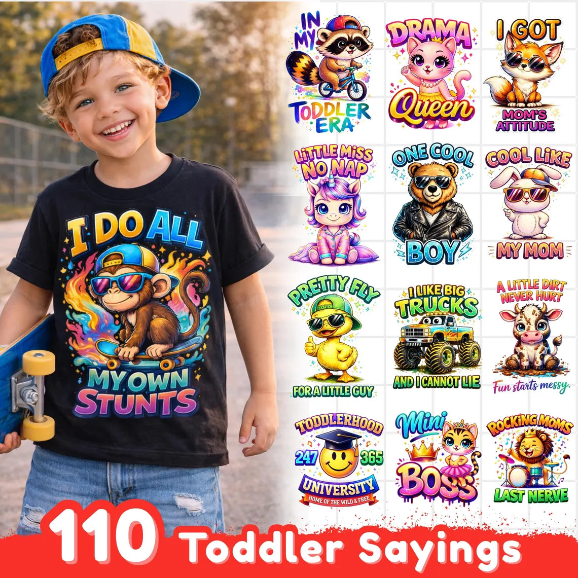 Toddler Animal Sayings Sublimation PNG, Cute Kids Animal Quotes, Funny Toddler Shirt Design, Baby Graphic Instant Download