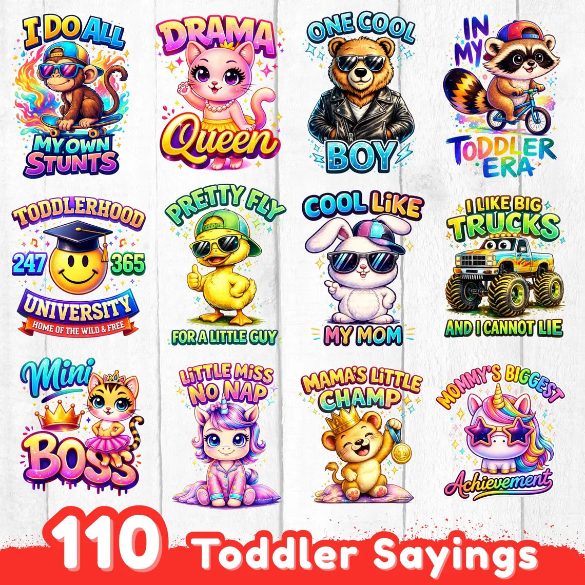 Toddler Animal Sayings Sublimation PNG, Cute Kids Animal Quotes, Funny Toddler Shirt Design, Baby Graphic Instant Download