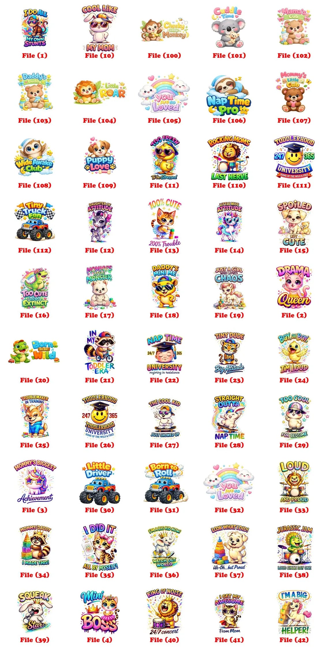 Toddler Animal Sayings Sublimation PNG, Cute Kids Animal Quotes, Funny Toddler Shirt Design, Baby Graphic Instant Download