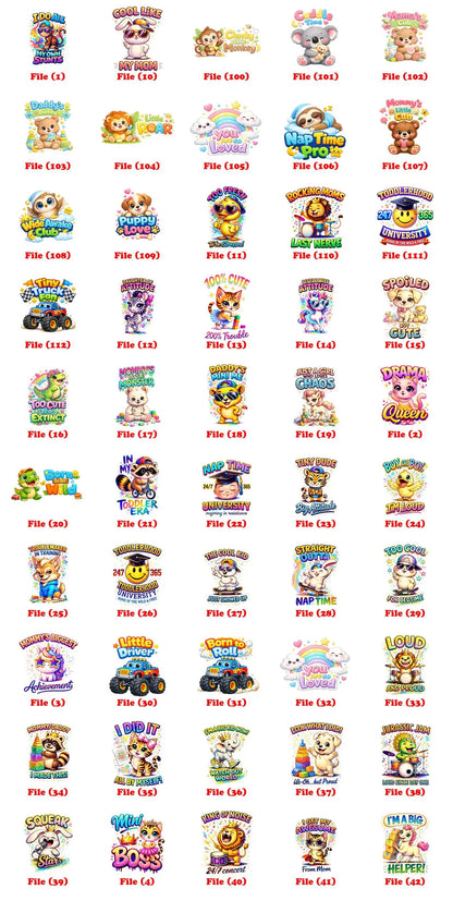 Toddler Animal Sayings Sublimation PNG, Cute Kids Animal Quotes, Funny Toddler Shirt Design, Baby Graphic Instant Download