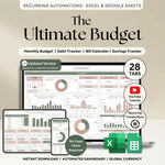Ultimate Annual Budget Spreadsheet Excel Google Sheets Budget Template Monthly Budget Tracker Financial Planner Bill Tracker Debt Tracker