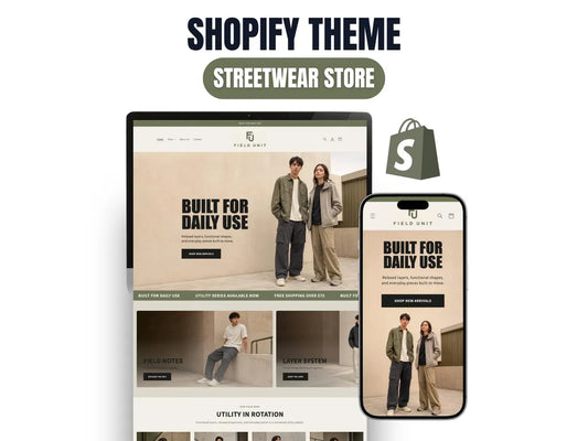 Utility Streetwear Shopify Theme Clothing Shopify Template Fashion Boutique Website Theme Shopify 2.0 Store Template for Apparel Brands