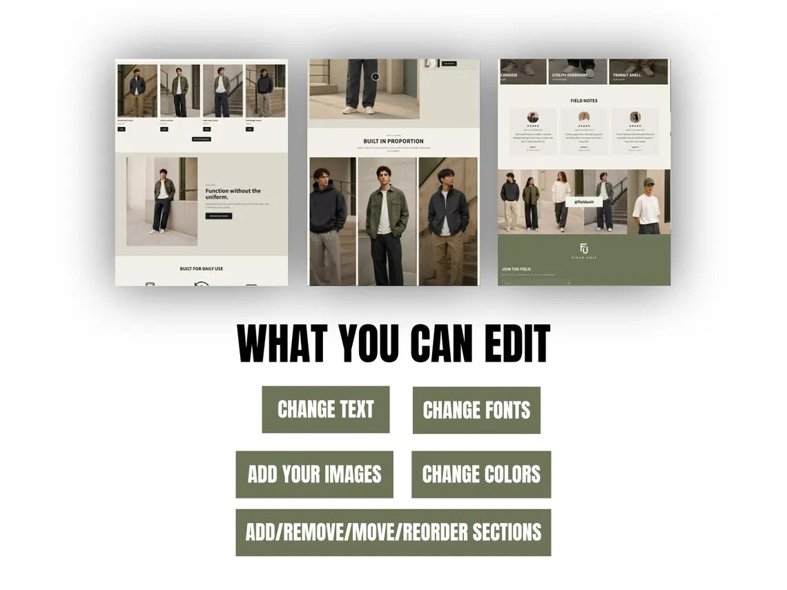 Utility Streetwear Shopify Theme Clothing Shopify Template Fashion Boutique Website Theme Shopify 2.0 Store Template for Apparel Brands