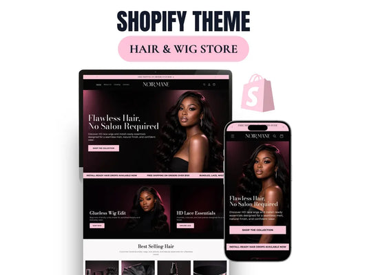 Wig and Hair Extensions Shopify Theme Hair Bundle Website Template HD Lace Wig Store Beauty Shopify Theme Hair Vendor Website