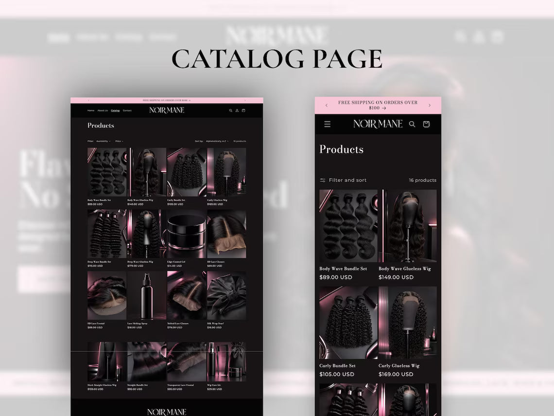 Wig and Hair Extensions Shopify Theme Hair Bundle Website Template HD Lace Wig Store Beauty Shopify Theme Hair Vendor Website