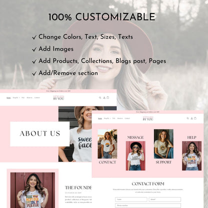 Minimalist Pink Shopify Theme, Shopify Fashion & Clothing Template, Customizable Shopify Design, Shopify e-Commerce Website, Shopify 2.0