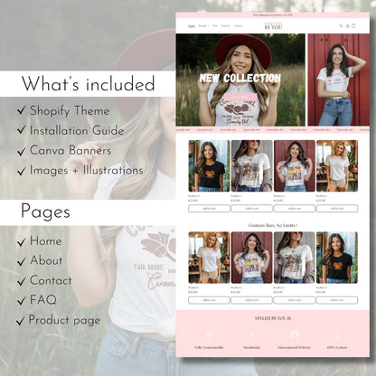 Minimalist Pink Shopify Theme, Shopify Fashion & Clothing Template, Customizable Shopify Design, Shopify e-Commerce Website, Shopify 2.0