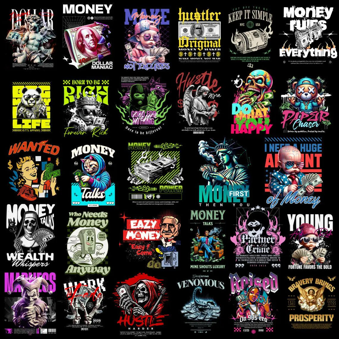 2500+ Streetwear T-Shirt Designs Bundle | Samurai, Anime, Motorcycle, Urban Graphics (Commercial Use PNG)