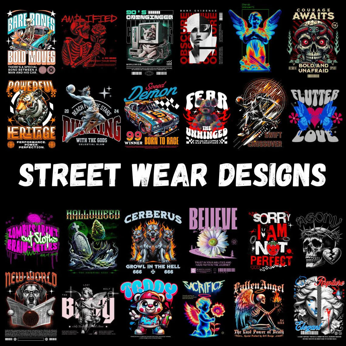 2500+ Streetwear T-Shirt Designs Bundle | Samurai, Anime, Motorcycle, Urban Graphics (Commercial Use PNG)