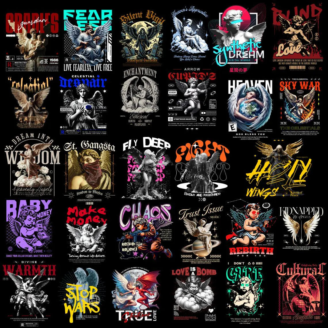 2500+ Streetwear T-Shirt Designs Bundle | Samurai, Anime, Motorcycle, Urban Graphics (Commercial Use PNG)