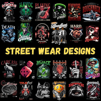 2500+ Streetwear T-Shirt Designs Bundle | Samurai, Anime, Motorcycle, Urban Graphics (Commercial Use PNG)