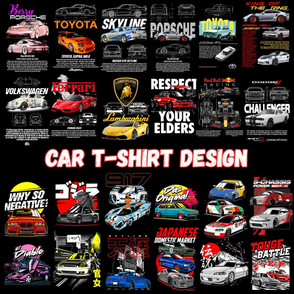 2500+ Streetwear T-Shirt Designs Bundle | Samurai, Anime, Motorcycle, Urban Graphics (Commercial Use PNG)