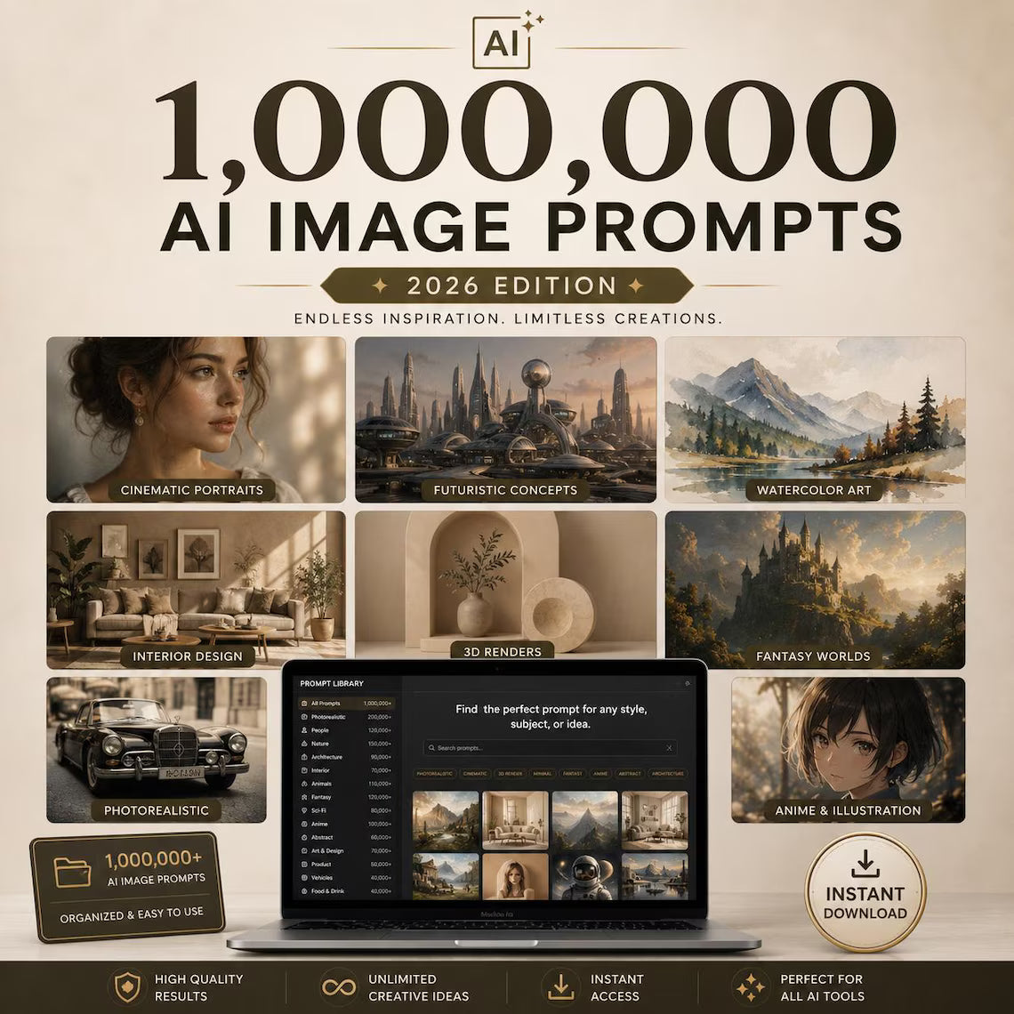 1,000,000+ AI Prompts Collection 150 000+ ChatGPT Prompts, Complete ai manual | Midjourney, ChatGPT, DALLﾷE, Leonardo AI & Stable Diffusion