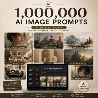 1,000,000+ AI Prompts Collection 150 000+ ChatGPT Prompts, Complete ai manual | Midjourney, ChatGPT, DALLﾷE, Leonardo AI & Stable Diffusion