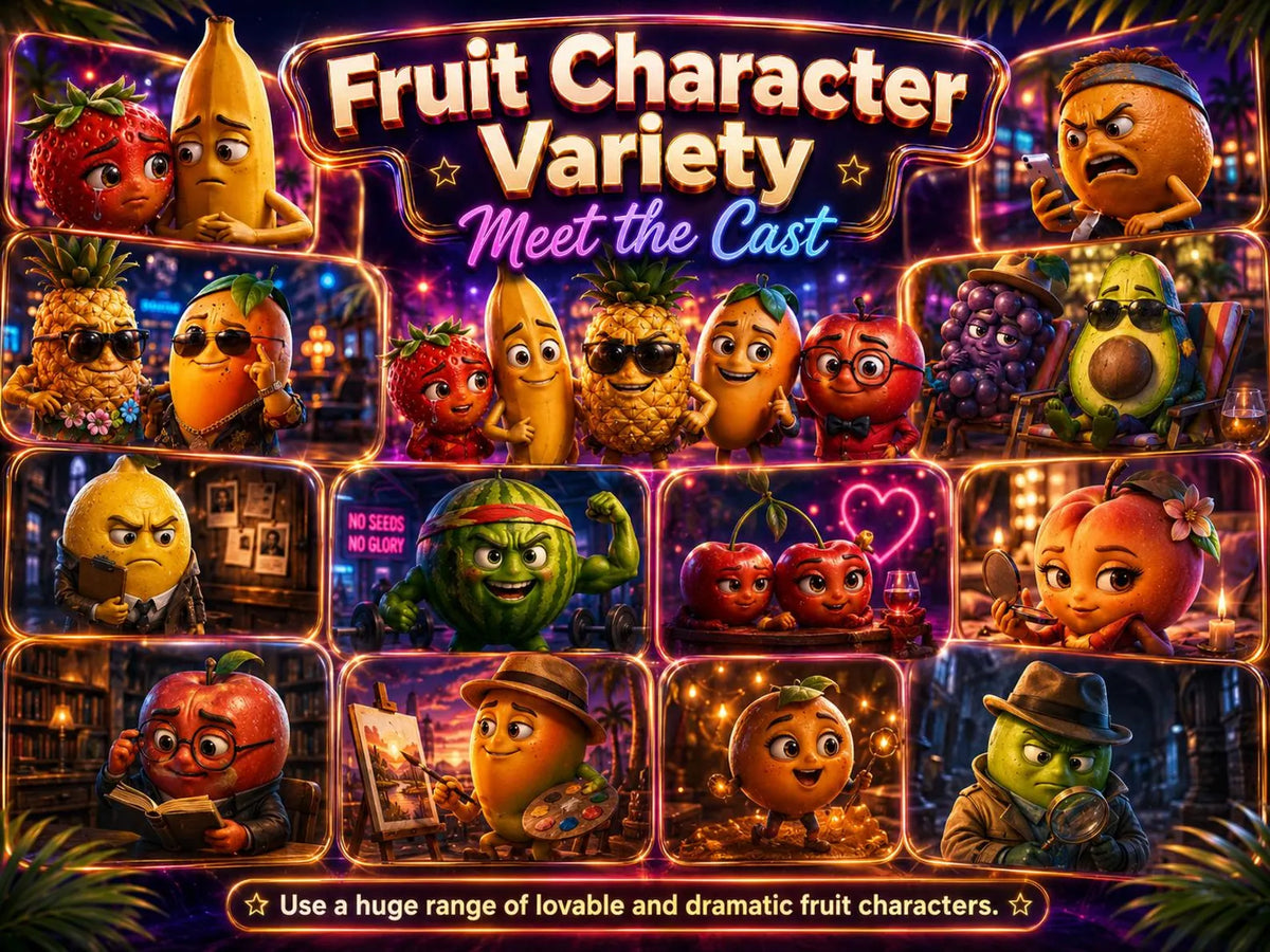 2000+ AI Fruit Drama & Story Reels Bundle, Viral Short Videos, Animated Fruit Clips