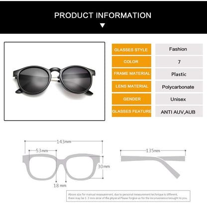 Retro Round Sunglasses Men Brand Design Transparent
