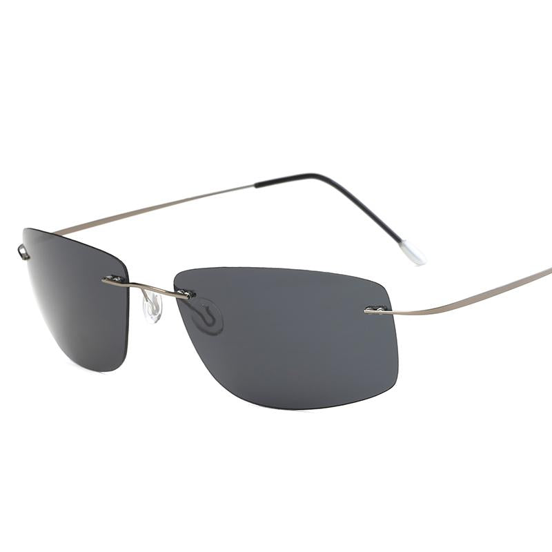 Titanium Polarized sunglasses Square rimless Polaroid
