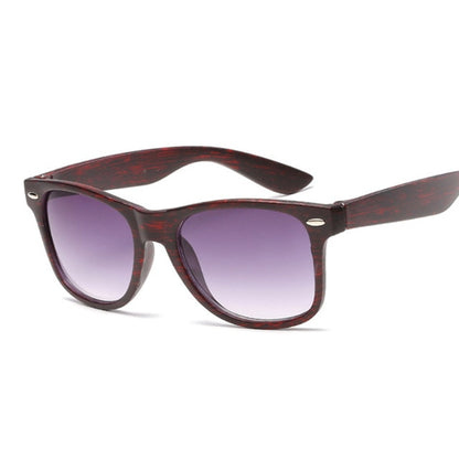 Vintage Small Square Sunglasses Black Imitation Wood Frame