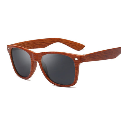 Vintage Small Square Sunglasses Black Imitation Wood Frame