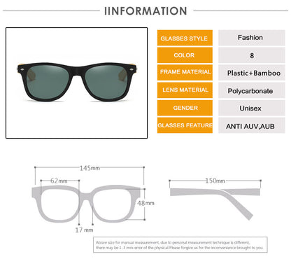 Bamboo Sunglasses Men Women Travel Vintage Wooden