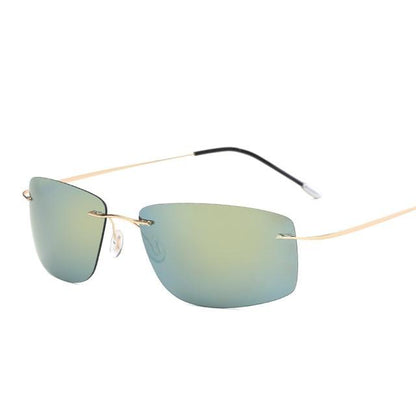 Titanium Polarized sunglasses Square rimless Polaroid