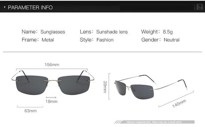 Titanium Polarized sunglasses Square rimless Polaroid