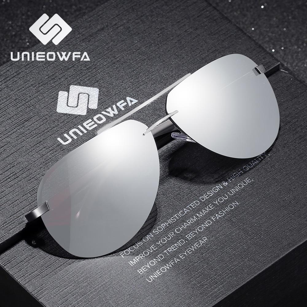 Male Rimless Aviation Sunglasses Men HD Polarized