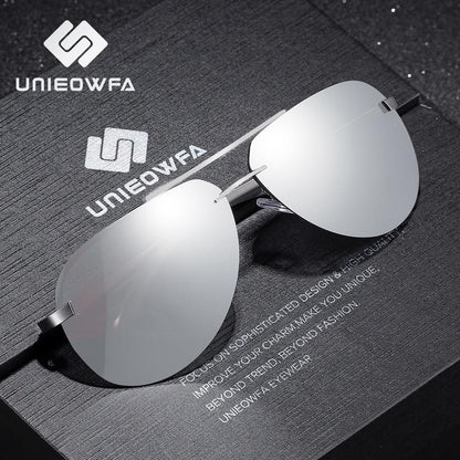 Male Rimless Aviation Sunglasses Men HD Polarized