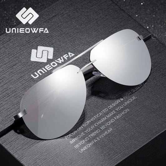 Male Rimless Aviation Sunglasses Men HD Polarized