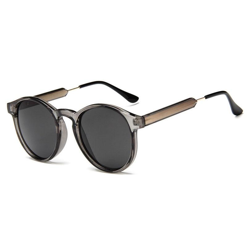 Retro Round Sunglasses Men Brand Design Transparent
