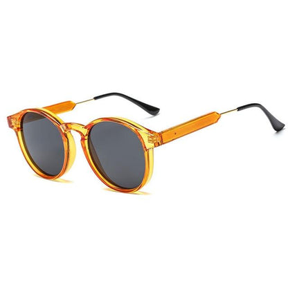 Retro Round Sunglasses Men Brand Design Transparent