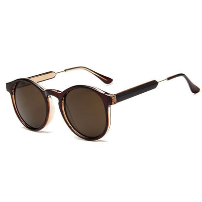 Retro Round Sunglasses Men Brand Design Transparent